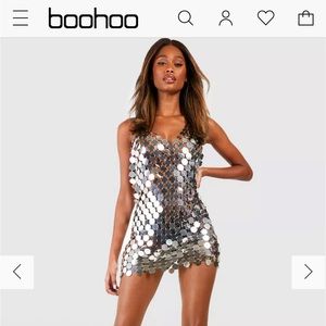 Premium mirror disc mini dress in hot pink size small